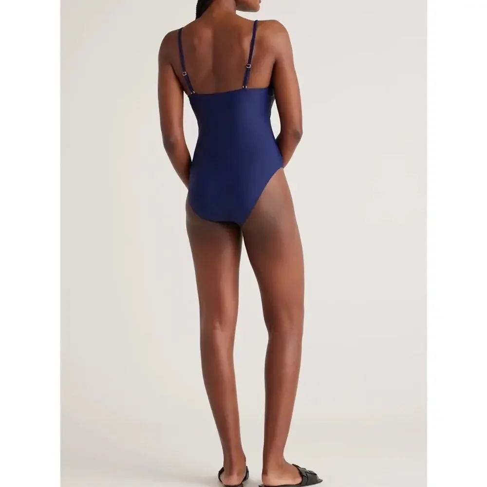 Quince Italian Cami One-Piece Swimsuit Deep Navy Blue Size Large NWT